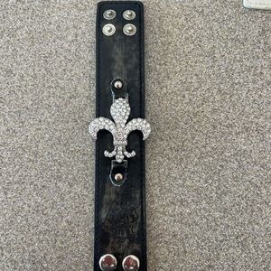 Rock Revival Black Acid wash bracelet with crystals